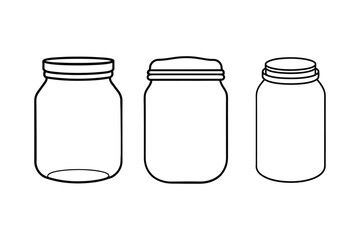Jar line art vector  illustration, Jam jar silhouette vector 