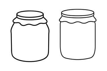 Jar line art vector  illustration, Jam jar silhouette vector 