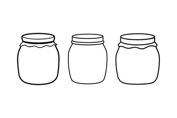 Jar line art vector  illustration, Jam jar silhouette vector 