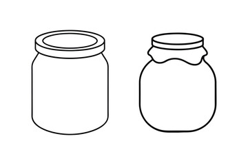 Jar line art vector  illustration, Jam jar silhouette vector 