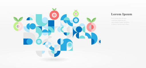 幾何学 抽象 サークル パターン レトロ 野菜 果物 背景