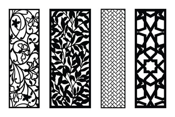 Set Of Laser Cut Panels With Floral,Leaf,Geometric,And Islamic Patterns