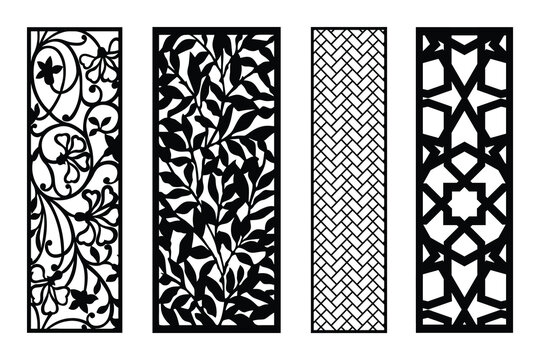 Set Of Laser Cut Panels With Floral,Leaf,Geometric,And Islamic Patterns