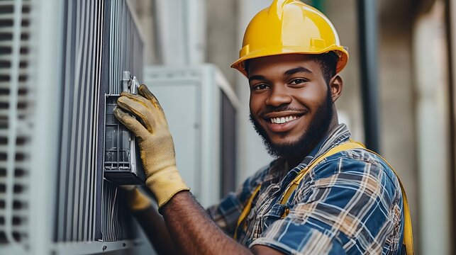 A maintenance worker checking the HVAC system in an office building, ensuring that everything is running smoothly