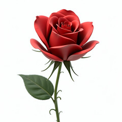 Rose 3D rendered flower perfectly isolated on a white background with detailed texture and vivid colors
