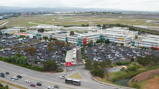 Aerial view of Menlo Park Bay Area California Silicon Valley tech industry 03