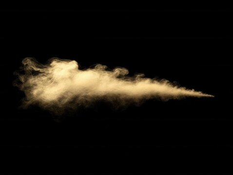 Golden ethereal smoke plume against black backdrop for visual effects and compositing work