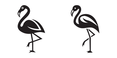 Fototapeta premium Flamingo birds silhouette vector illustration
