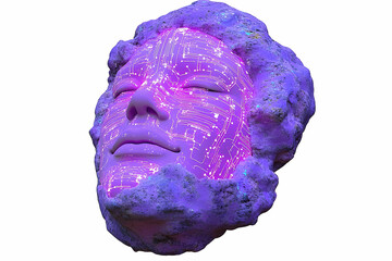 Obraz premium Abstract digital face artificial intelligence and technological concept