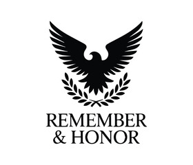 Memorial Day logo, Commemorative graphic design of the American flag with "Remember & Service"