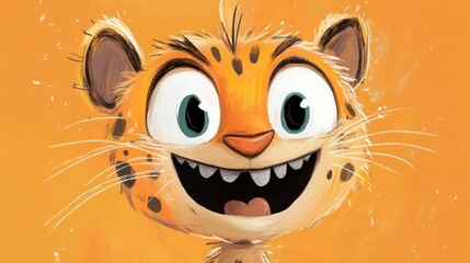 Happy cartoon cheetah face