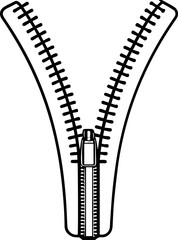 zipper outline vector illustration, line art