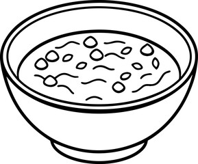 Soup on a bow outline vector illustration, line art