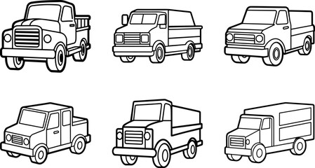 truck outline vector illustration, line art
