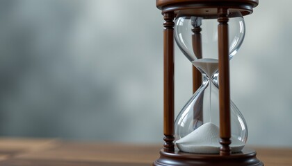 time and justice metaphor, legal hourglass close up.