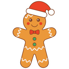 Christmas gingerbread man cookie isolated vector illustration on white background