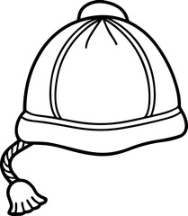warm hat outline vector illustration, line art