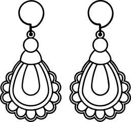 women ear ring outline vector illustration, line art