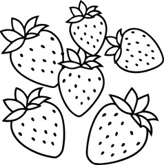various strawberries outline vector illustration, line art