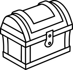 wooden chest outline vector illustration, line art