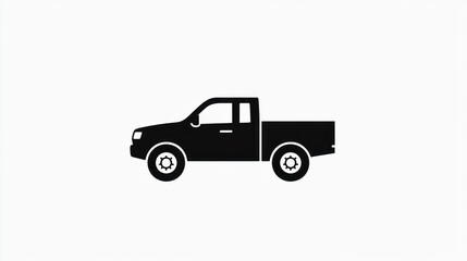 Fototapeta premium Pickup truck silhouette black and white vector illustration