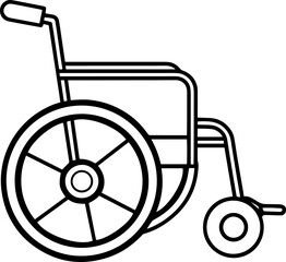 wheelchair outline vector illustration, line art