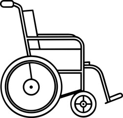 wheelchair outline vector illustration, line art