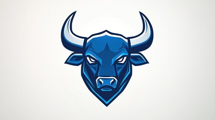 Fototapeta premium Blue Bull Mascot Logo Design