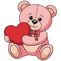 Fototapeta premium bear with love rose isolated vector illustration on white background