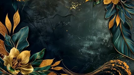 This elegant black and gold luxury wallpaper features an intricate floral design with a shiny texture, adding a touch of sophistication and glamour to any interior space.