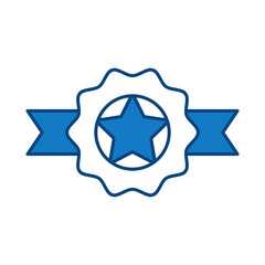 Medal Blue Line Icon. Award, Success, Achievement, Sport, Competition, Trophy, Champion, Winner, Leadership Editable Stroke Vector Illustration.