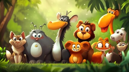 Naklejka premium Jungle animal friends (1)