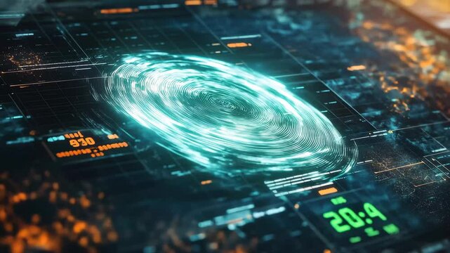 Weather forecast digital interface displaying futuristic weather patterns and data analytics, The weather forecast interface on the digital screen shows the storm, Global warming concept