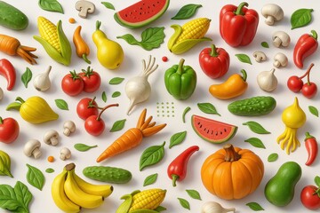 Naklejka premium Vibrant Vegetable Variety: A Colorful Still Life of Fresh Produce