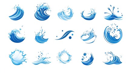 Naklejka premium Water Wave Icons Collection
