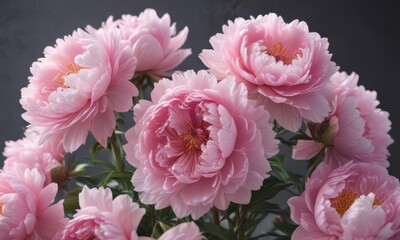 Luxurious full bloom pink peonies, soft light, ethereal background, soft, background, delicate
