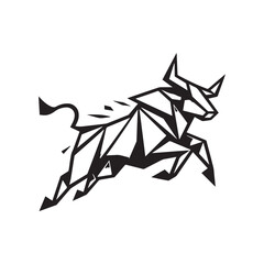 Fototapeta premium Origami Bull Logo – Bold Black and White Geometric Animal Symbol