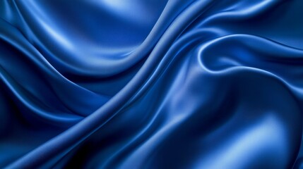 Abstract blue silk texture background with flowing, wavy patterns and smooth gradients. Luxury design, blue elegance, abstract background