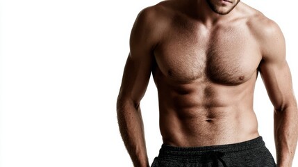 Fototapeta premium Athletic Man Posing with Confidence in a Minimalist Studio Setting