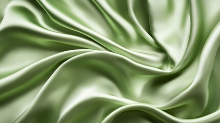 Abstract green silk texture background with flowing, wavy patterns and smooth gradients. Luxury design, green elegance, abstract background