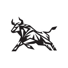 Origami Bull Logo – Bold Black and White Geometric Animal Symbol