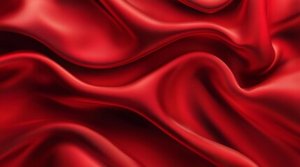Obraz premium Abstract red silk texture background with flowing, wavy patterns and smooth gradients. Luxury design, red elegance, abstract background