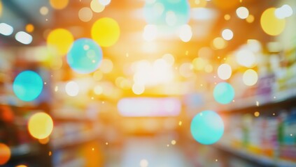 Blurry Supermarket, Festive Lights and Warm Colors