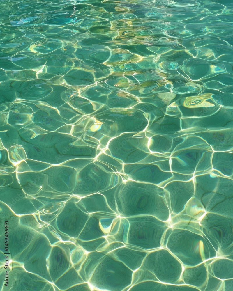Poster sparkling water surface with sun reflections creating abstract patterns and light play