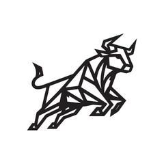 Origami Bull Logo – Bold Black and White Geometric Animal Symbol
