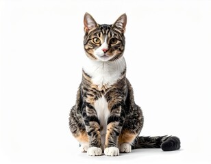 Obraz premium Cat Sitting Upright on White