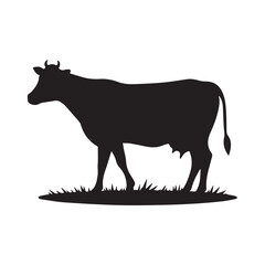 Cow Silhouette icon illustration Vector White Background. Dairy cattle or dairy cow icon