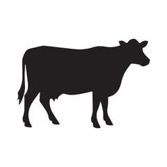 Cow Silhouette icon illustration Vector White Background. Dairy cattle or dairy cow icon