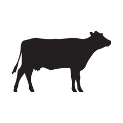Cow Silhouette icon illustration Vector White Background. Dairy cattle or dairy cow icon