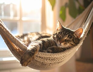 Hammock Cat Staring Outside